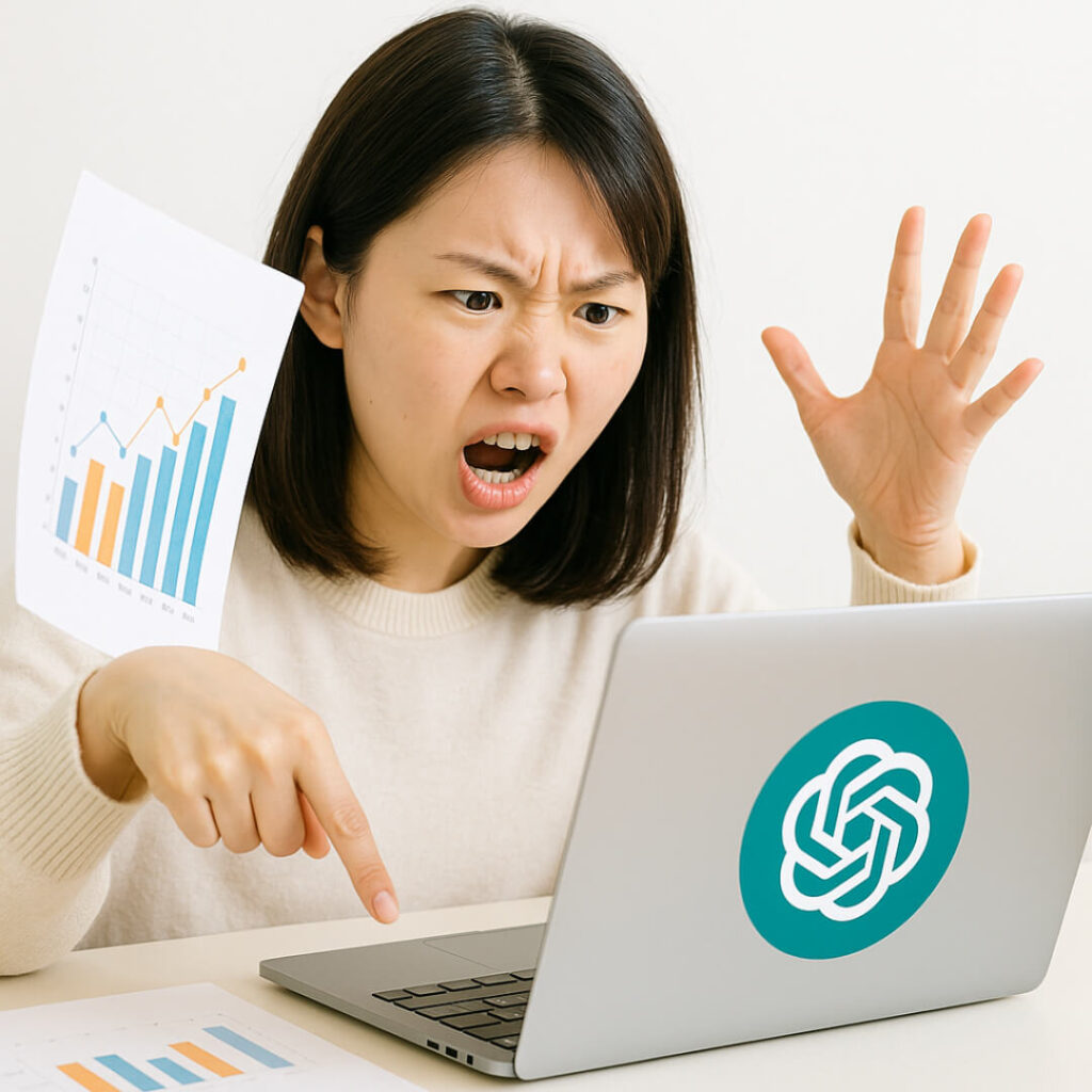 based on 챗지피티 반응에 놀라는 여자 모습