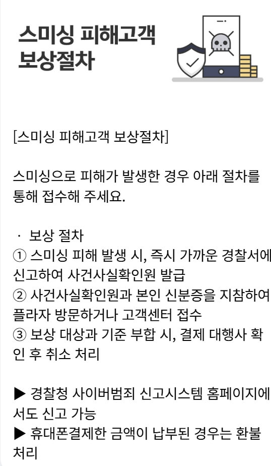 휴대폰 결제 스미싱 피해 보상