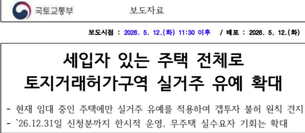 토지거래허가구역 실거주 유예