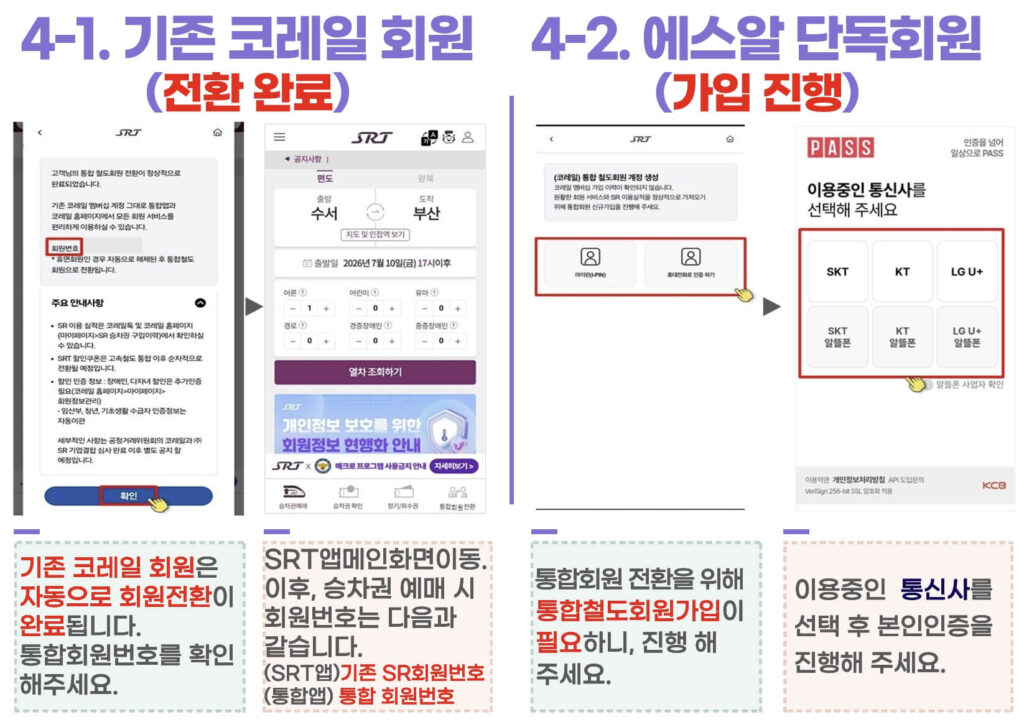 KTX SRT 통합회원 전환